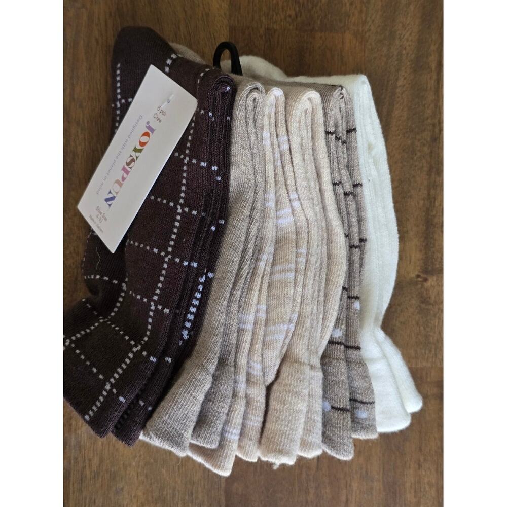 Joyspun Women's Essentials Crew Dress Socks, 6-Pack, Fits Shoe Sizes 4-10 Brown